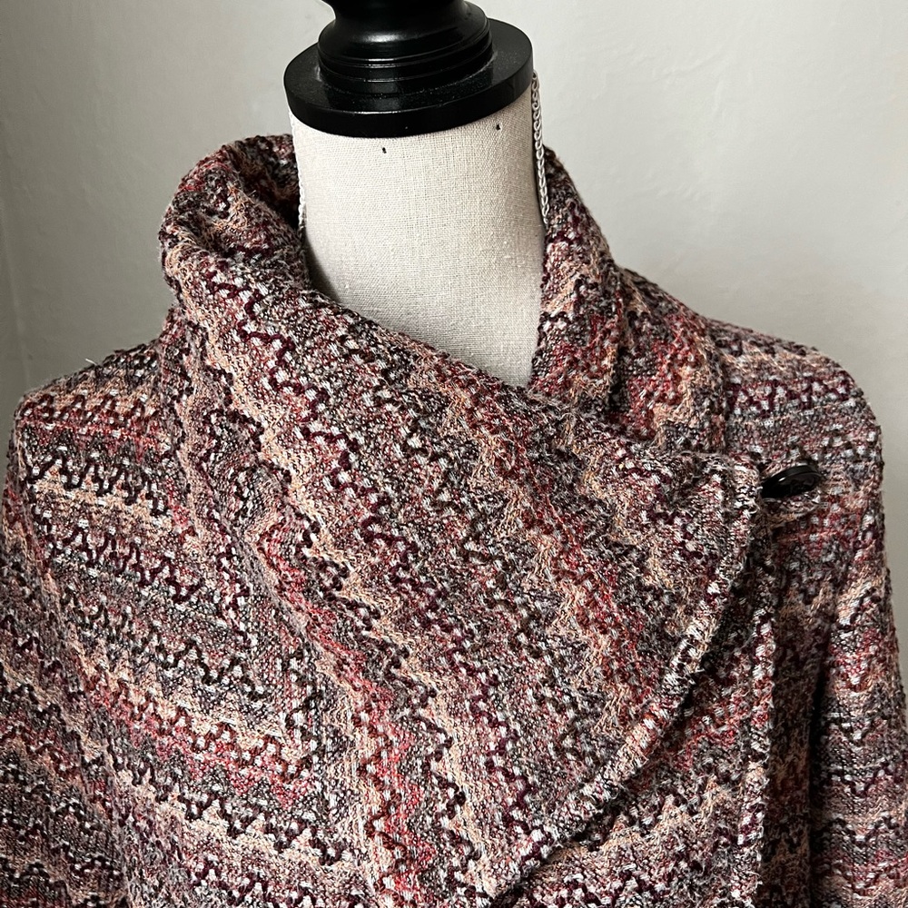 Greylin Zig zag asymmetrical cowl neck jacket from Anthropologie size xsmall - Picture 2 of 15